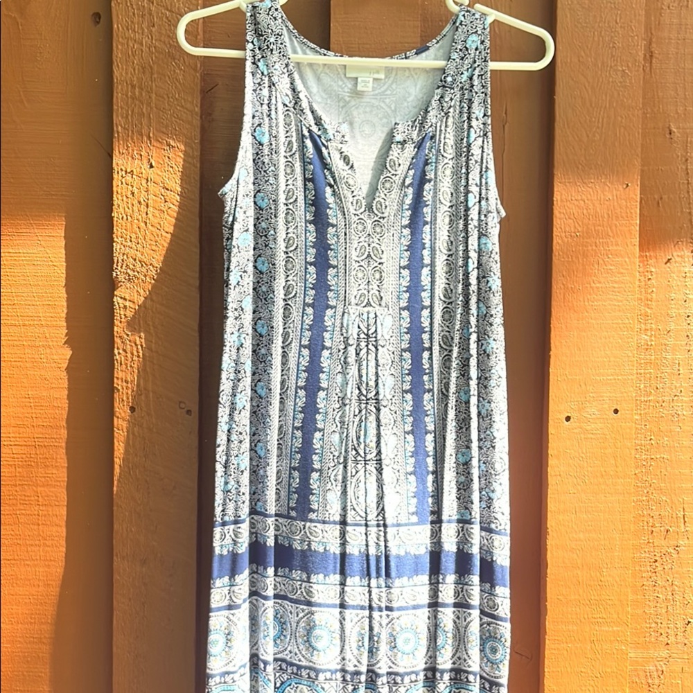 J Jill Sleeveless Blue Patterned Dress XS petite